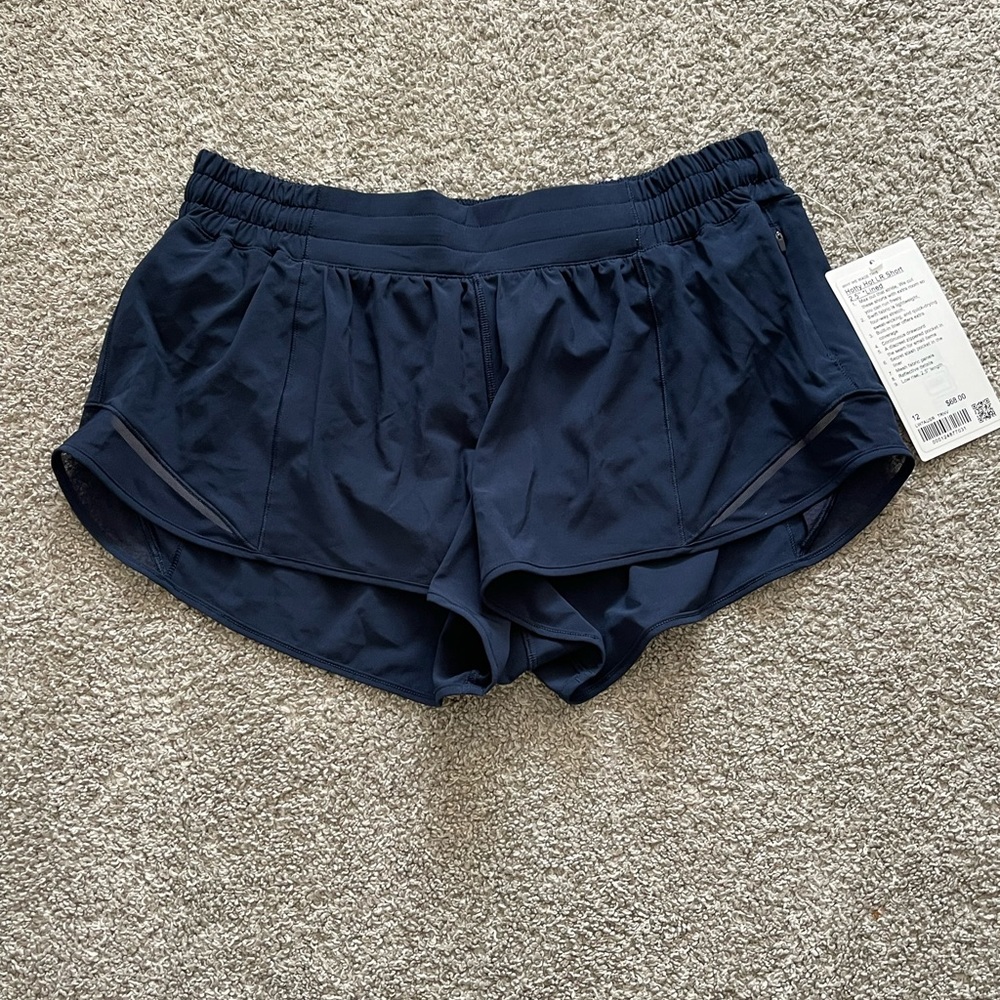 Lululemon Hotty Hot Short, True Navy, Size 12, 2.5” inseam, lined, low rise